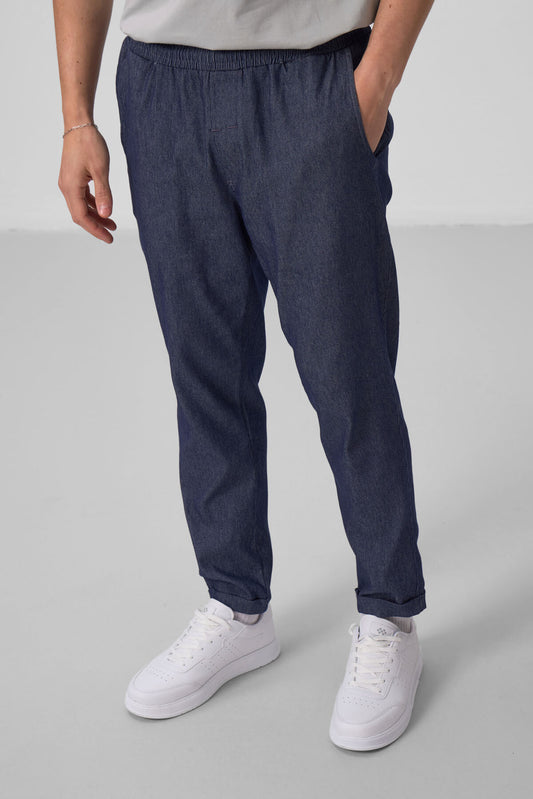 Navy Blue Standard Fit Woven Lightly Stretch Chino Men's Trousers - 82175