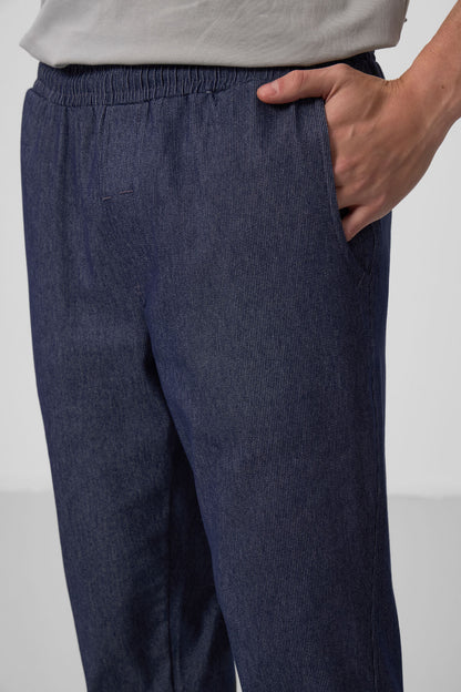 Navy Blue Standard Fit Woven Lightly Stretch Chino Men's Trousers - 82175