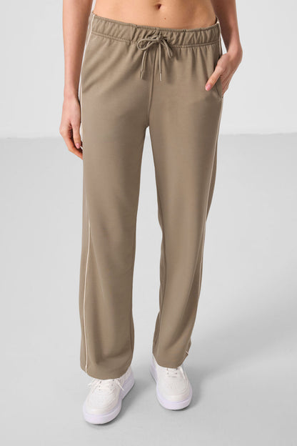 Dark Beige Soft Textured Side Panel Detailed Wide Leg Women's Palazzo Trousers - 94669