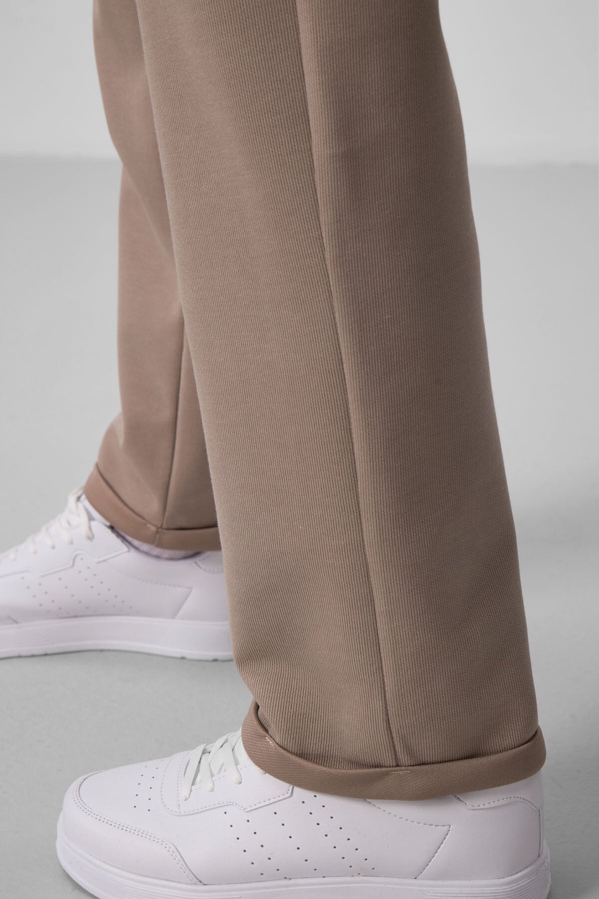 Dark Beige Textured Surface Comfort Fit Palazzo Men's Trousers - 82164