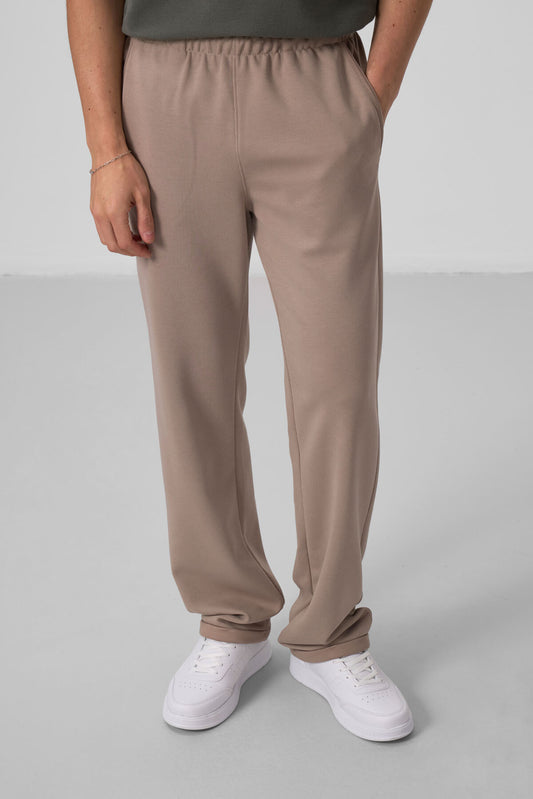 Dark Beige Textured Surface Comfort Fit Palazzo Men's Trousers - 82164