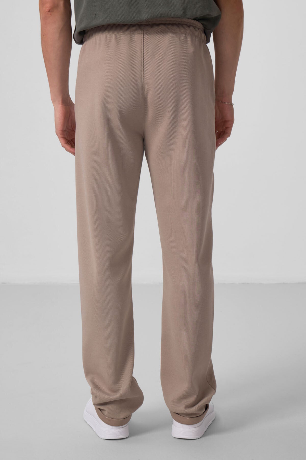 Dark Beige Textured Surface Comfort Fit Palazzo Men's Trousers - 82164