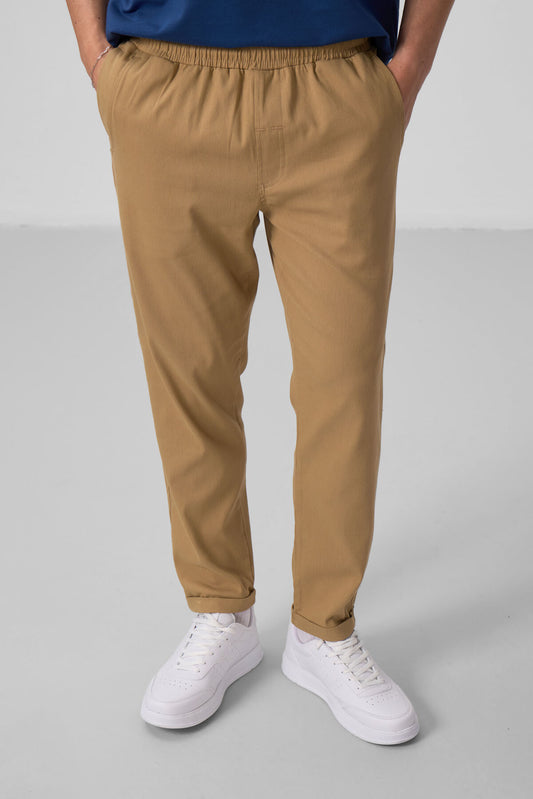 Dark Beige Standard Fit Woven Lightly Stretch Chino Men's Trousers - 82175