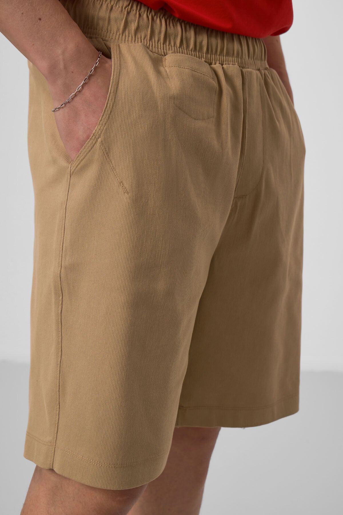 Dark Beige Standard Fit Woven Lightly Stretch Chino Men's Shorts - 81290