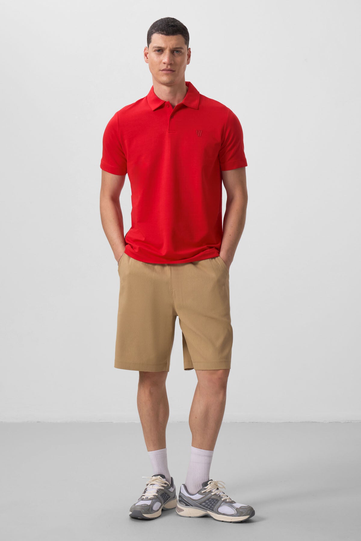 Dark Beige Standard Fit Woven Lightly Stretch Chino Men's Shorts - 81290