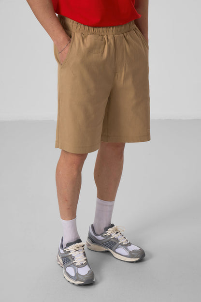 Dark Beige Standard Fit Woven Lightly Stretch Chino Men's Shorts - 81290