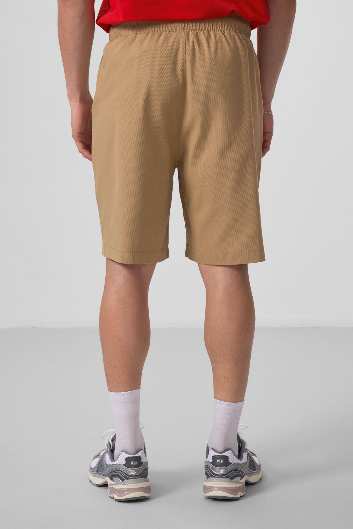 Dark Beige Standard Fit Woven Lightly Stretch Chino Men's Shorts - 81290