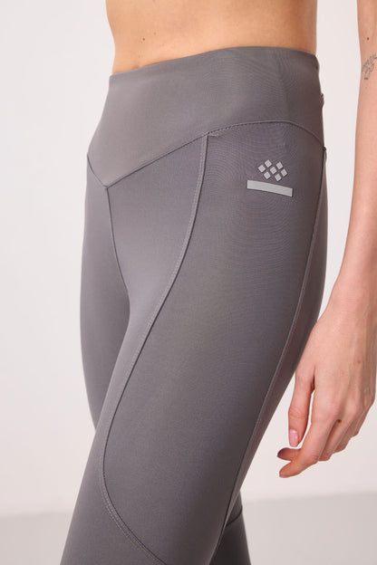 Dark Grey Polyester Standard Fit Stretch Performance Women's Tights - 94666