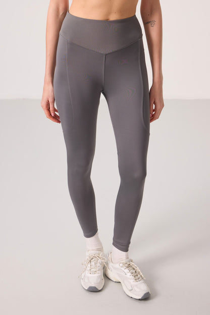 Dark Grey Polyester Standard Fit Stretch Performance Women's Tights - 94666