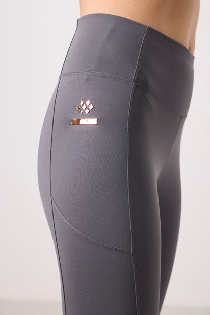 Dark Gray Polyester Flexible Standard Fit Performance Women's Tights - 94667