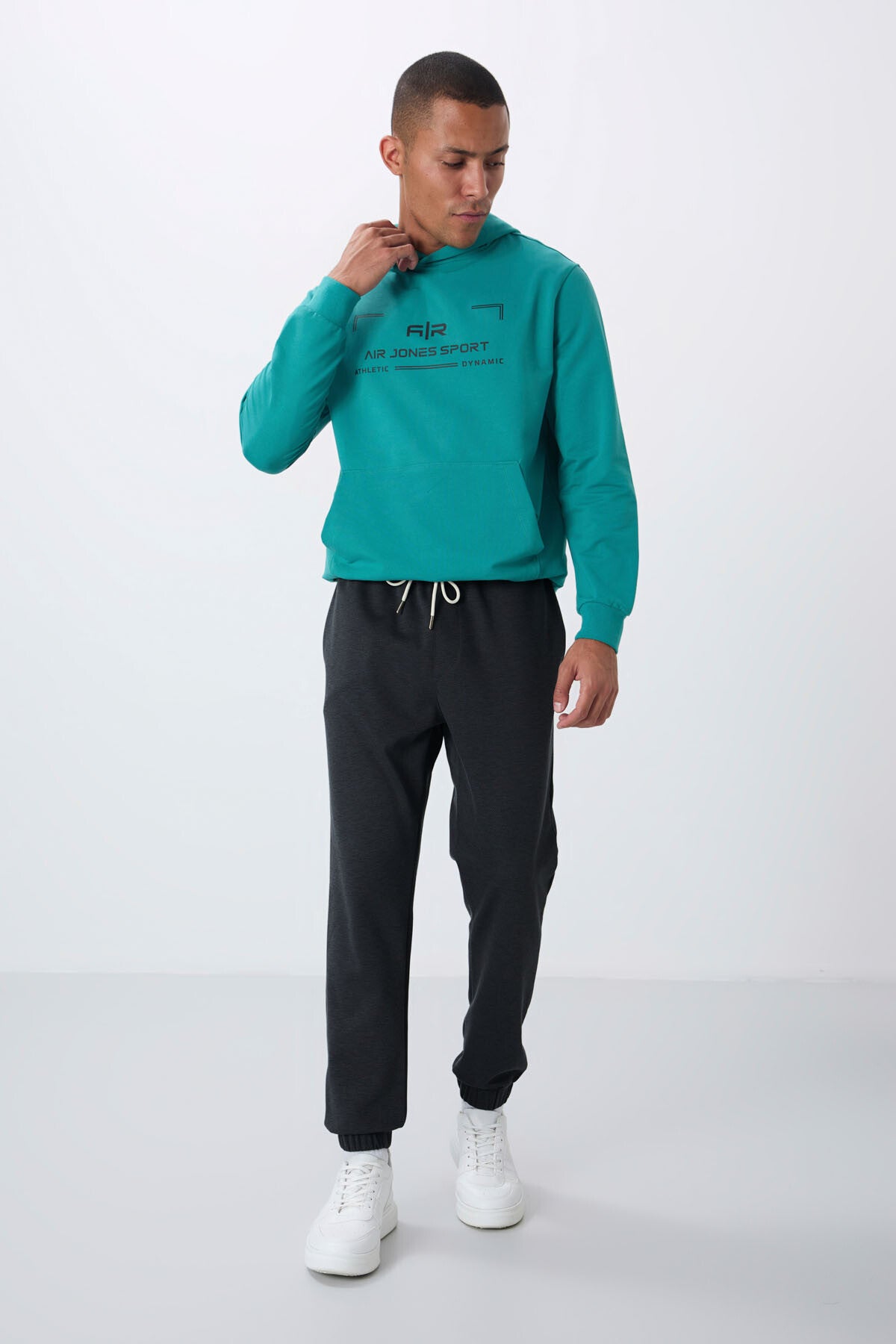 Dark Gray Textured Surface Standard Fit Men's Tracksuit Bottom - 82156