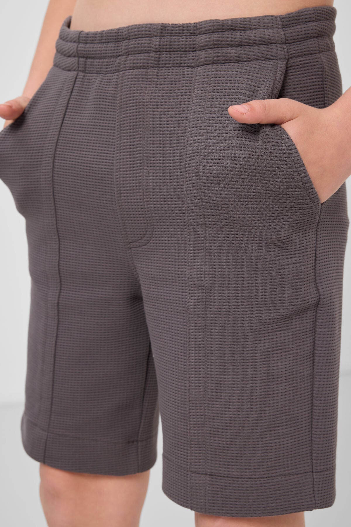 Dark gray cotton Standard Fit Basic Boys Shorts - 11289