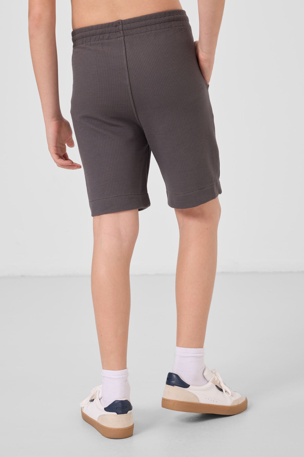 Dark gray cotton Standard Fit Basic Boys Shorts - 11289