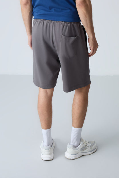 Dark Grey Cotton Thick Soft Textured Standard Fit Basic Men's Shorts - 81275