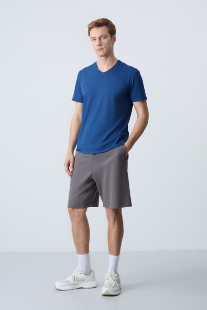 Dark Grey Cotton Thick Soft Textured Standard Fit Basic Men's Shorts - 81275