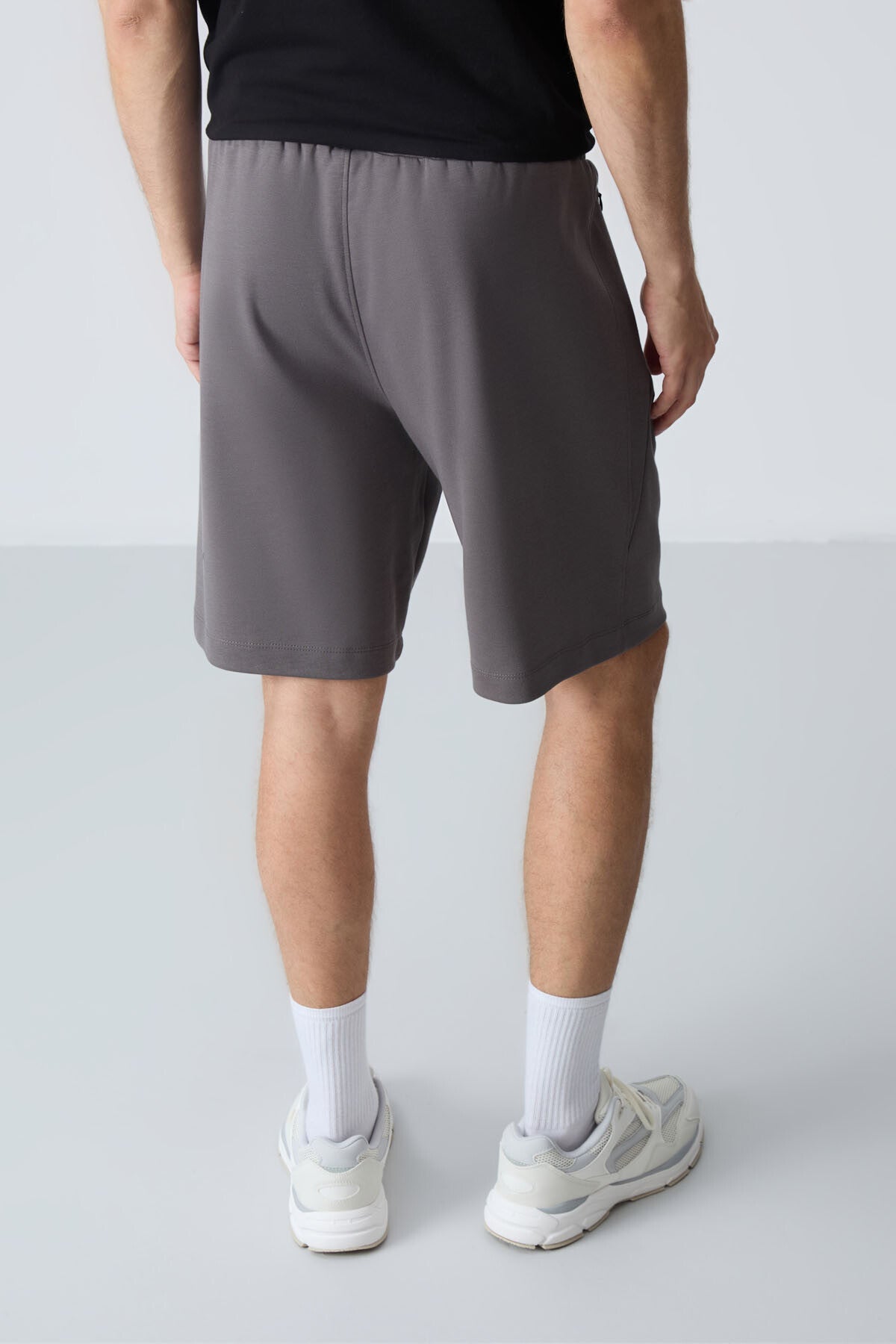 Dark Grey Cotton Thick Soft Textured Standard Fit Basic Men's Shorts - 81276