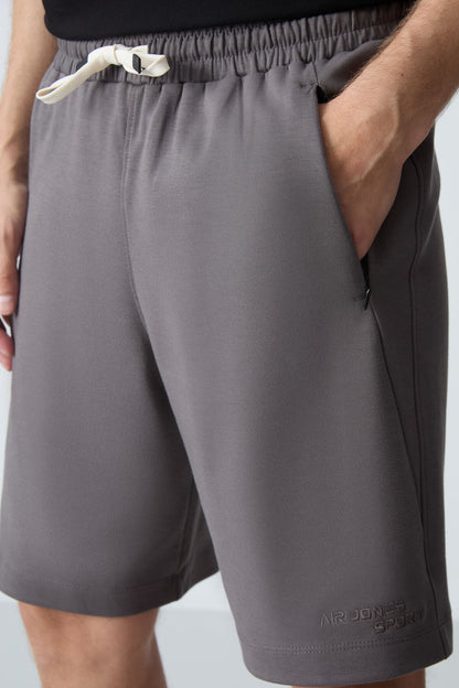 Dark Grey Cotton Thick Soft Textured Standard Fit Basic Men's Shorts - 81276