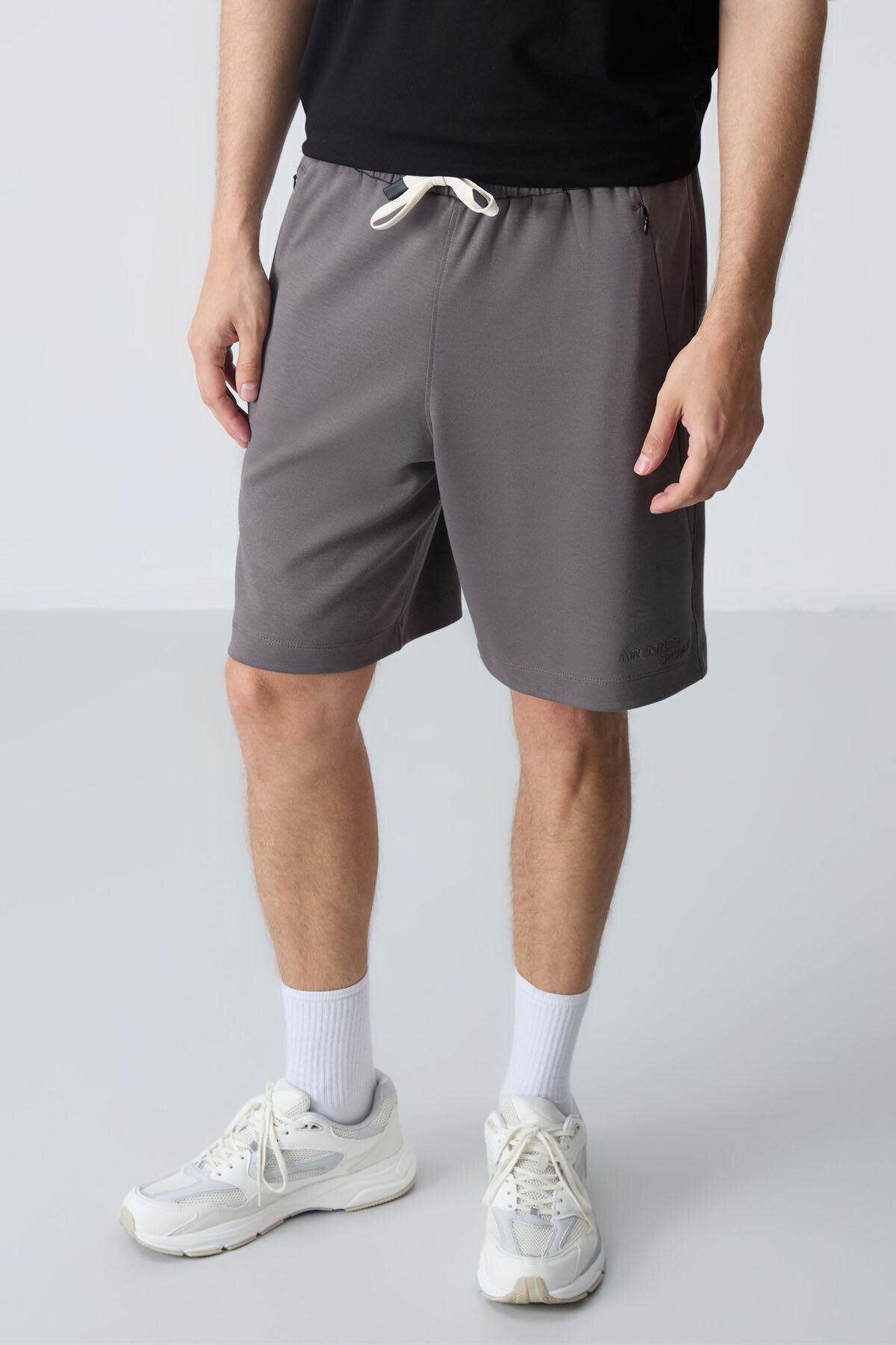 Dark Grey Cotton Thick Soft Textured Standard Fit Basic Men's Shorts - 81276