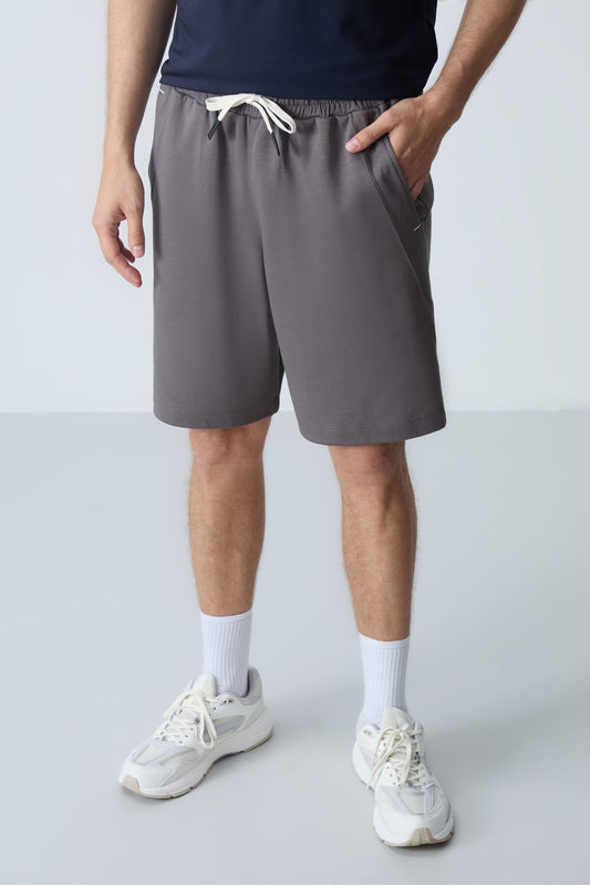 Dark Gray Cotton Thick Soft Textured Standard Fit Basic Men's Shorts - 81278