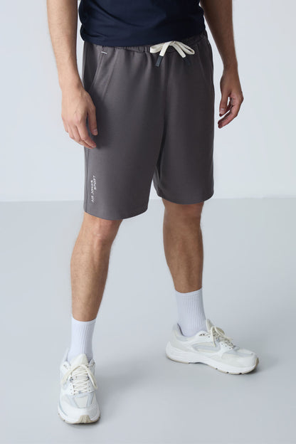 Dark Gray Cotton Thick Soft Textured Standard Fit Basic Men's Shorts - 81278