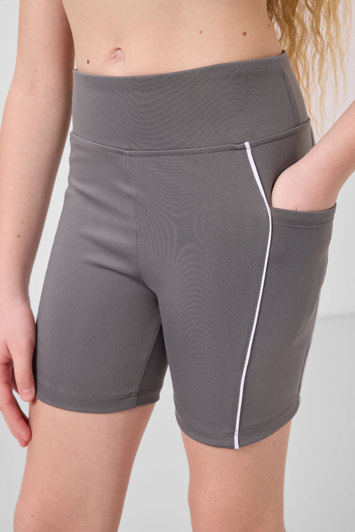 dark gray elastic Standard Fit Basic Performance Girls Tights - 75189