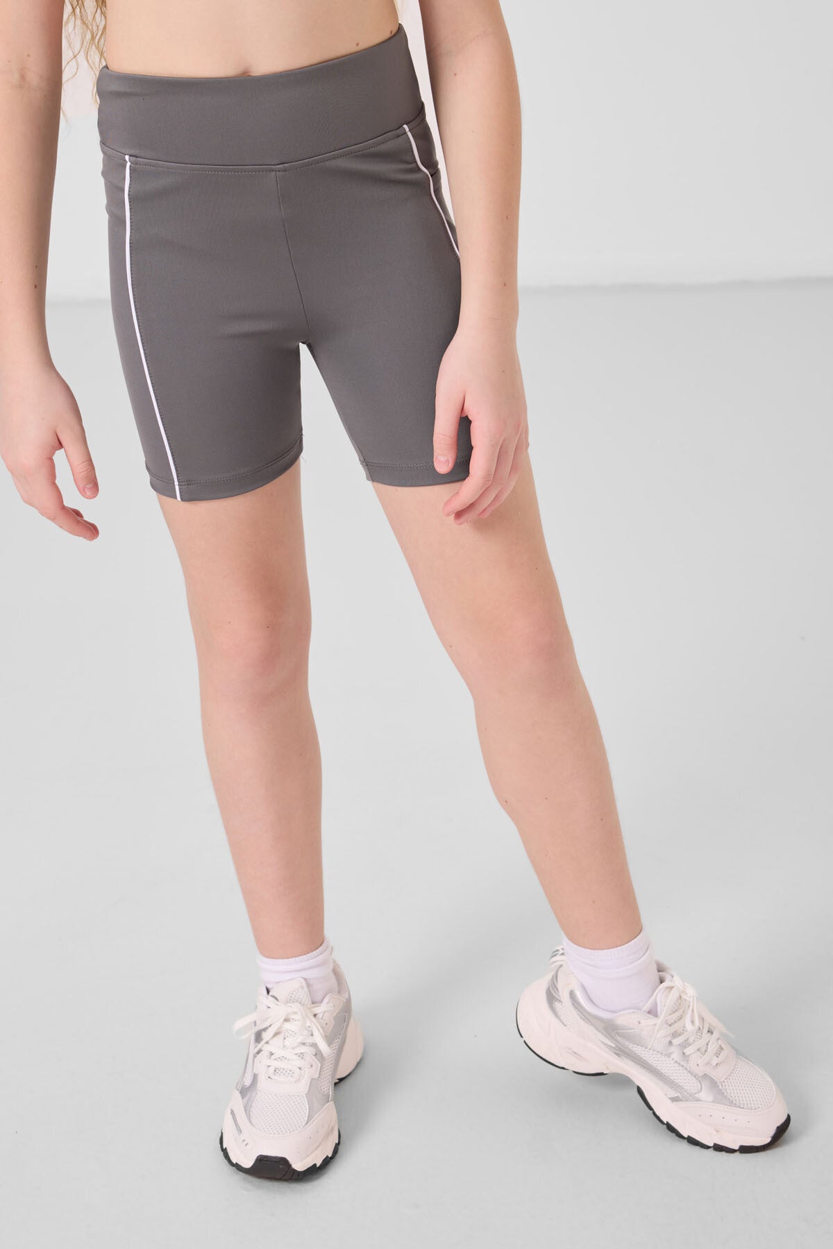 dark gray elastic Standard Fit Basic Performance Girls Tights - 75189