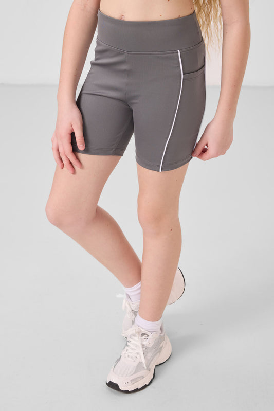 dark gray elastic Standard Fit Basic Performance Girls Tights - 75189