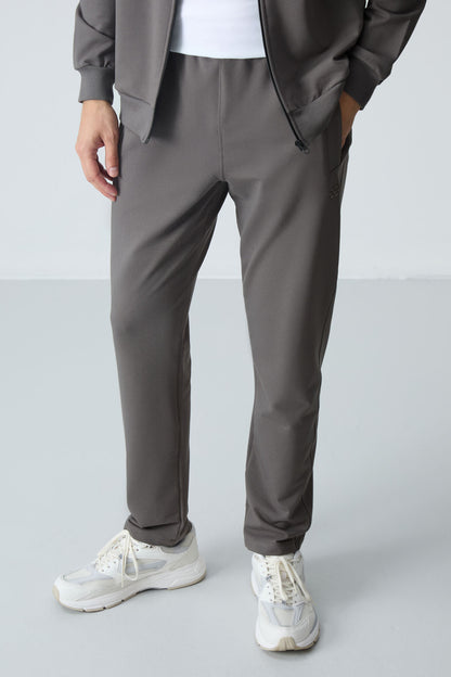 Dark Grey Cotton Thick Soft Textured Comfort Fit Basic Men's Tracksuit Set - 85260