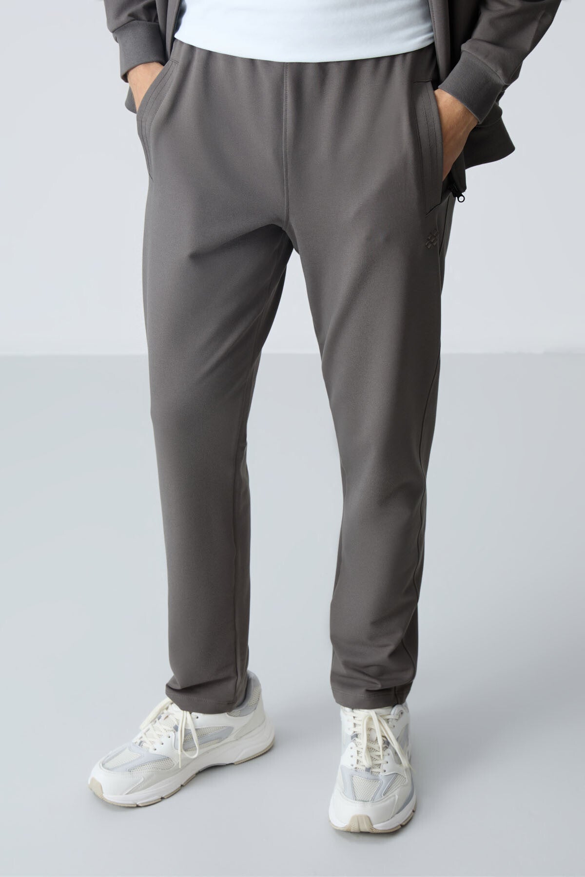 Dark Grey Cotton Thick Soft Textured Comfort Fit Basic Men's Tracksuit Set - 85260