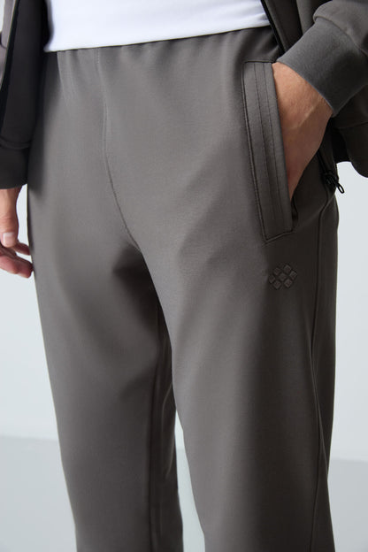 Dark Grey Cotton Thick Soft Textured Comfort Fit Basic Men's Tracksuit Set - 85260