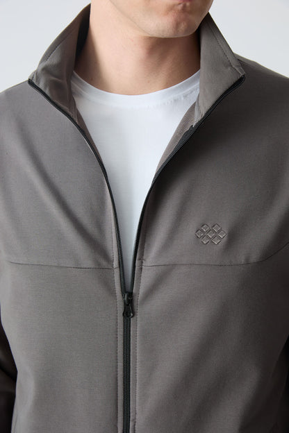 Dark Grey Cotton Thick Soft Textured Comfort Fit Basic Men's Tracksuit Set - 85260