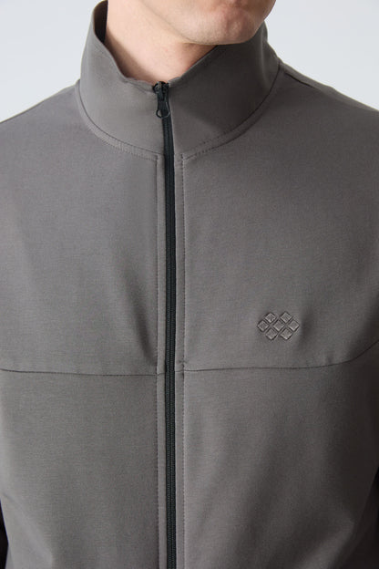 Dark Grey Cotton Thick Soft Textured Comfort Fit Basic Men's Tracksuit Set - 85260