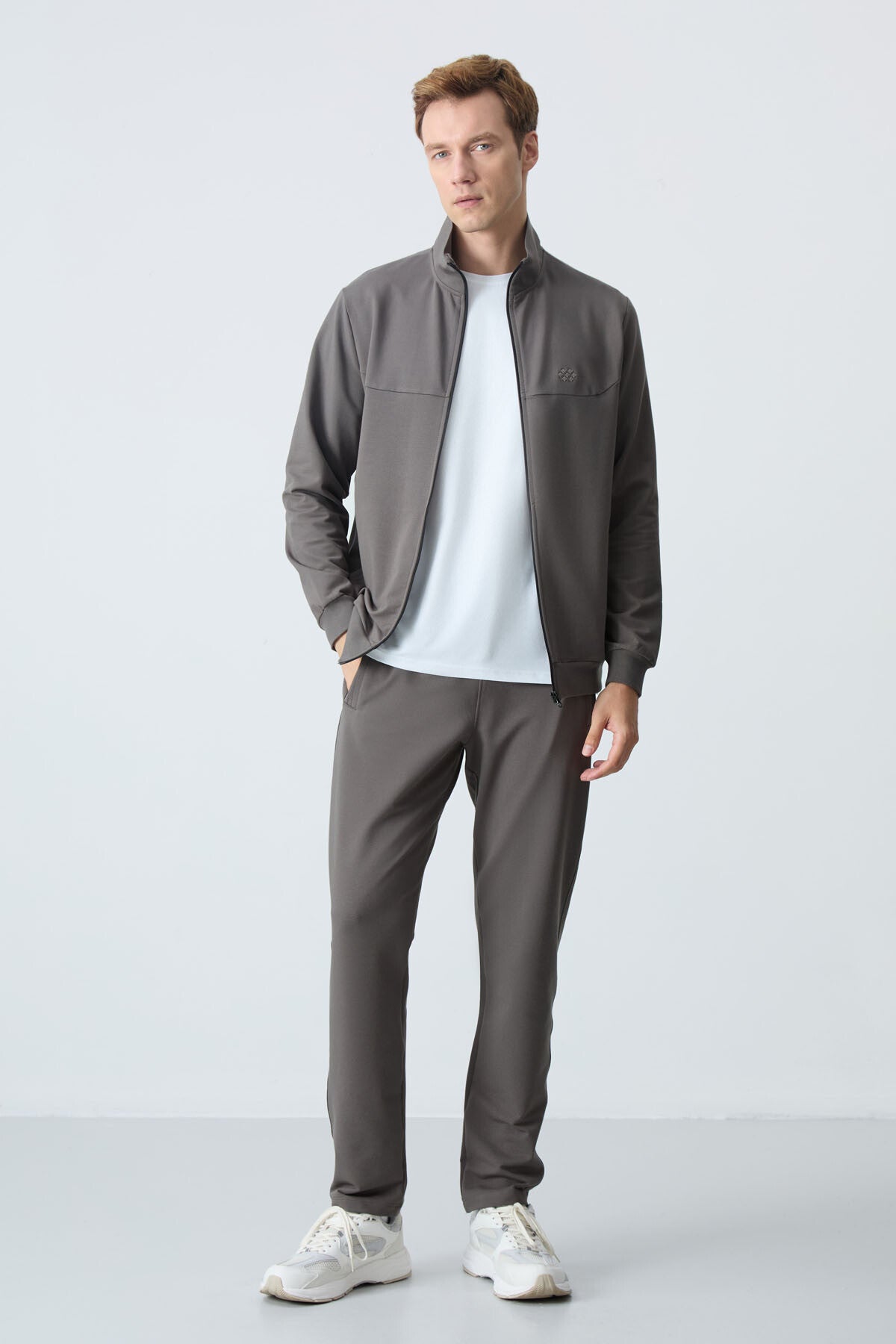 Dark Grey Cotton Thick Soft Textured Comfort Fit Basic Men's Tracksuit Set - 85260