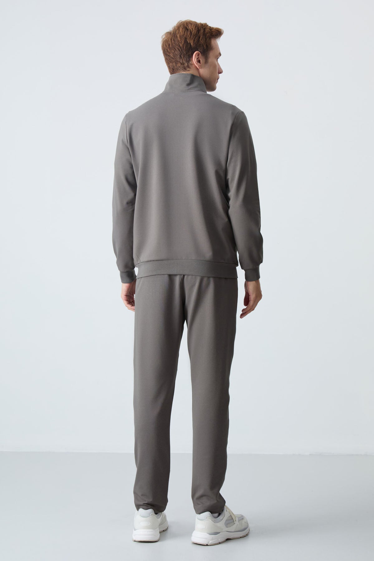 Dark Grey Cotton Thick Soft Textured Comfort Fit Basic Men's Tracksuit Set - 85260