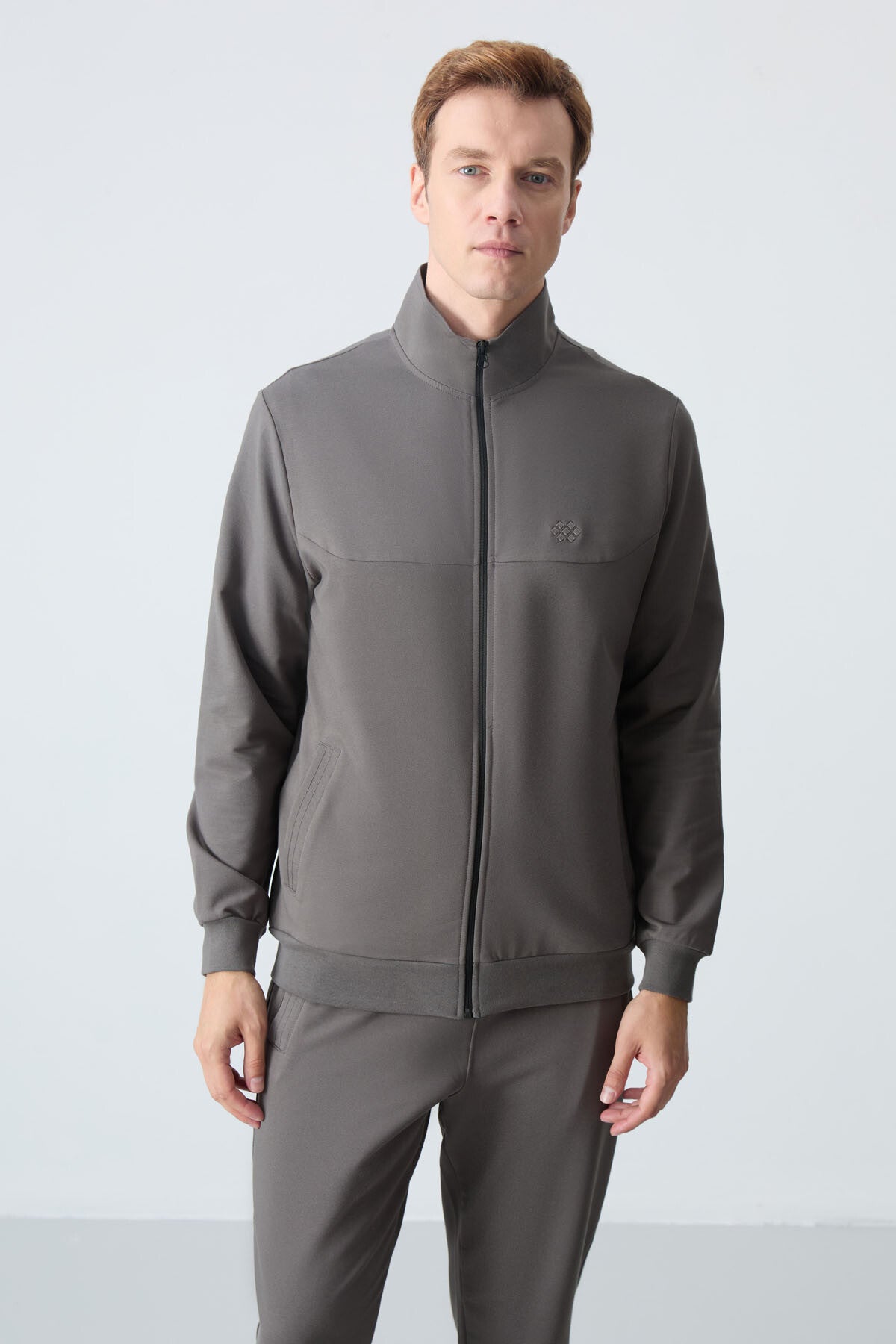 Dark Grey Cotton Thick Soft Textured Comfort Fit Basic Men's Tracksuit Set - 85260