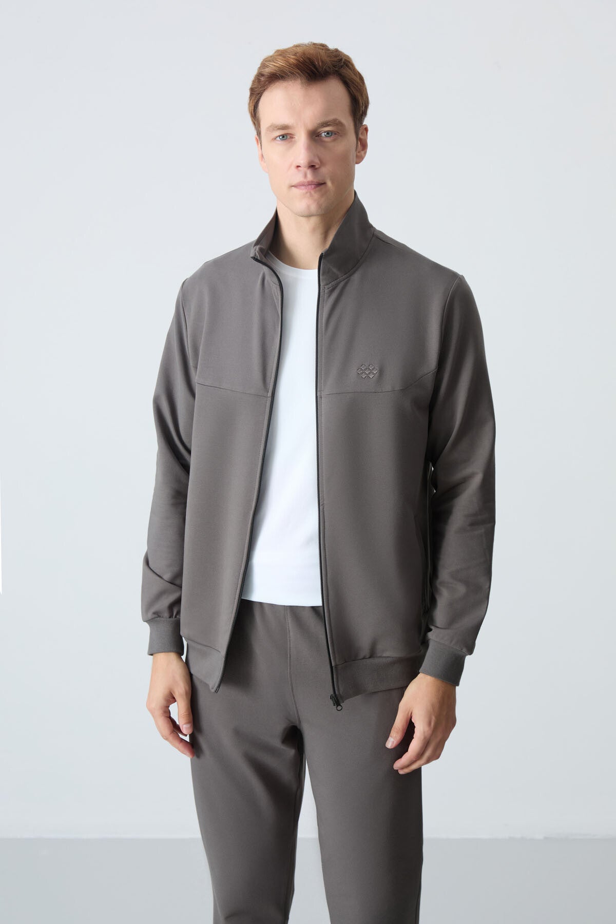 Dark Grey Cotton Thick Soft Textured Comfort Fit Basic Men's Tracksuit Set - 85260