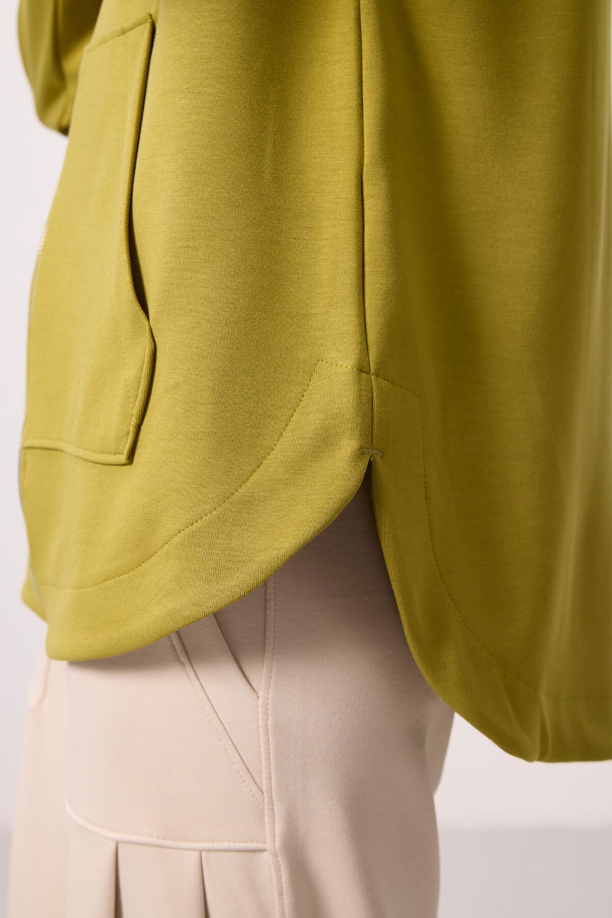 Dark Mustard Soft Textured Hooded Oversize Women's Tunic Sweatshirt - 97302