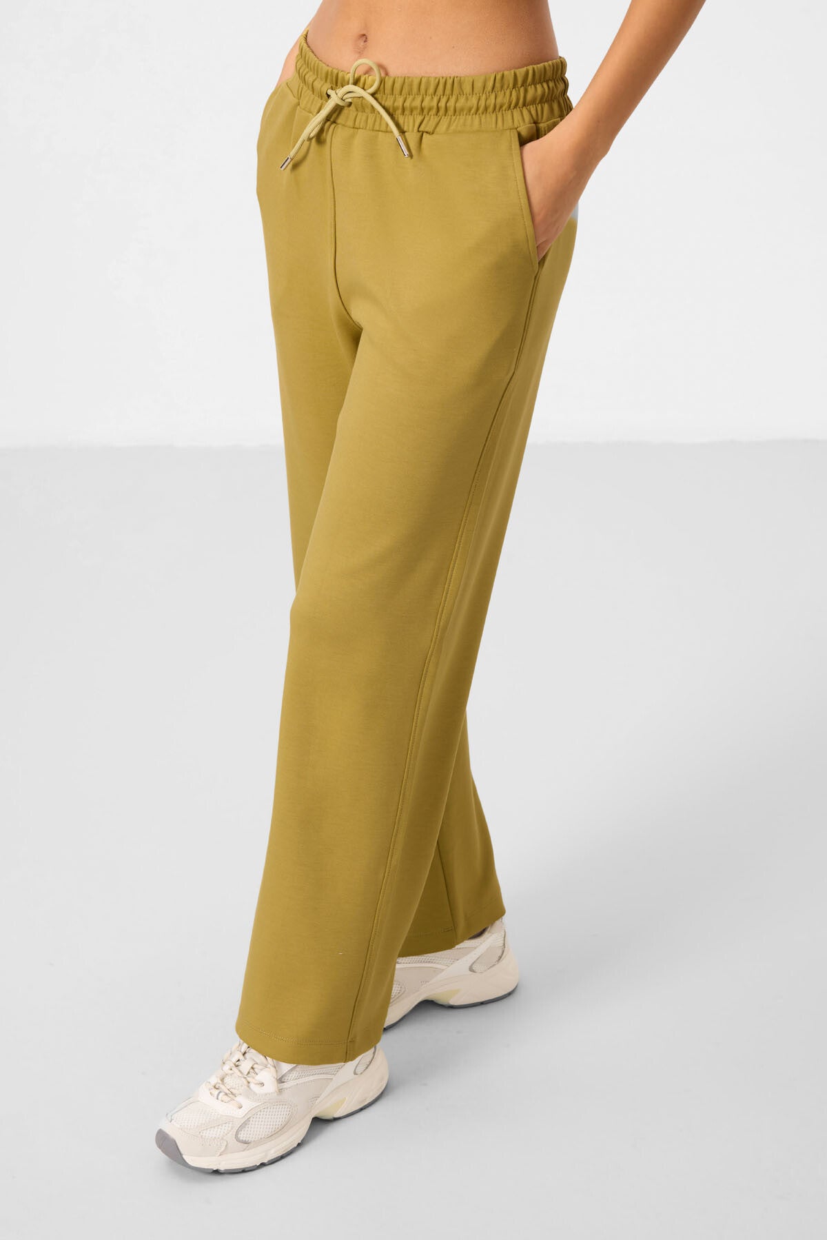 Dark Mustard Soft Textured Hooded Oversize Women's Tracksuit Tunic Set - 95348