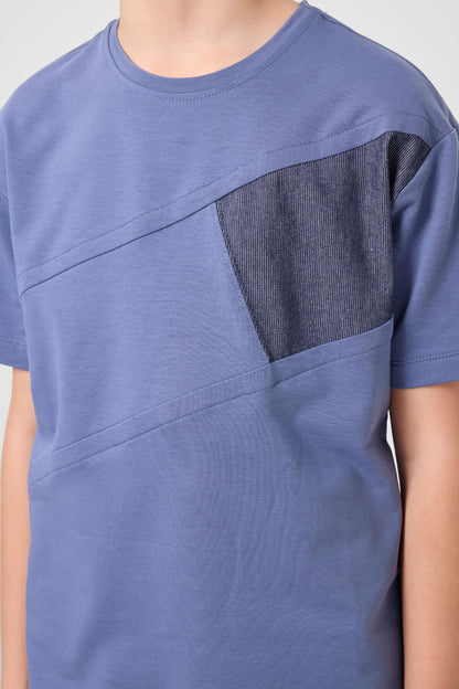 Dark, blue-coated cotton oversize fit woven lightweight flexible chino shorts set - 11275