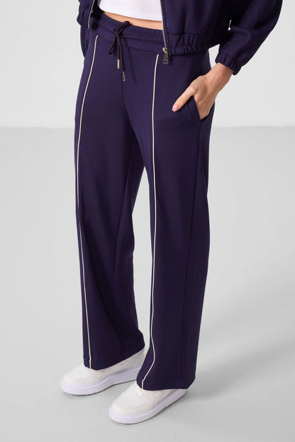Dark Purple Soft Textured High Collar Oversize Elastane Women's Tracksuit Set - 95349