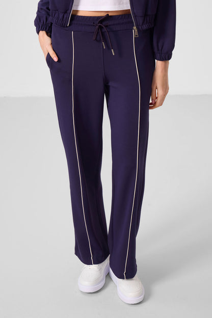 Dark Purple Soft Textured High Collar Oversize Elastane Women's Tracksuit Set - 95349