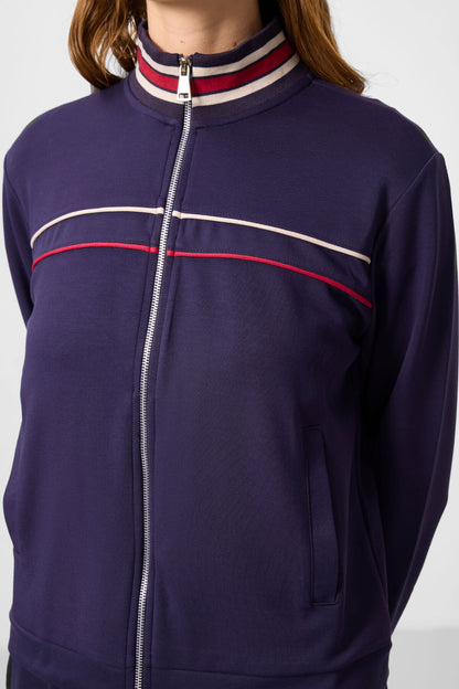 Dark Purple Soft Textured Knitted High Collar Oversize Women's Tracksuit Set - 95350