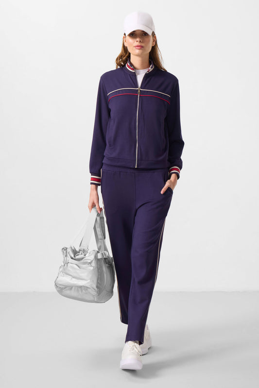 Dark Purple Soft Textured Knitted High Collar Oversize Women's Tracksuit Set - 95350