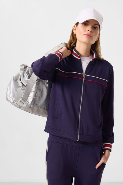 Dark Purple Soft Textured Knitted High Collar Oversize Women's Tracksuit Set - 95350