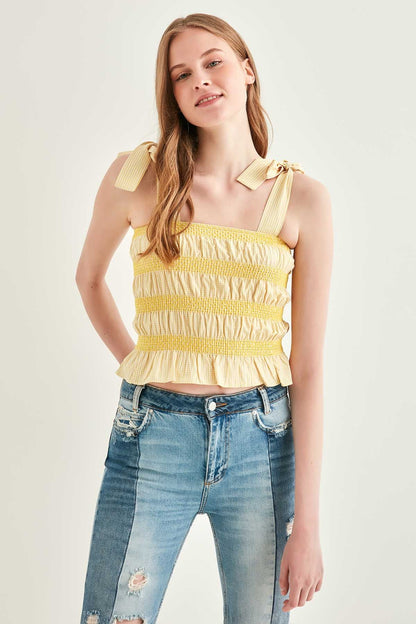 EMBROIDERED CORSET STRIPED BLOUSE