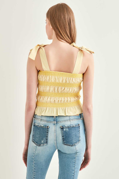 EMBROIDERED CORSET STRIPED BLOUSE