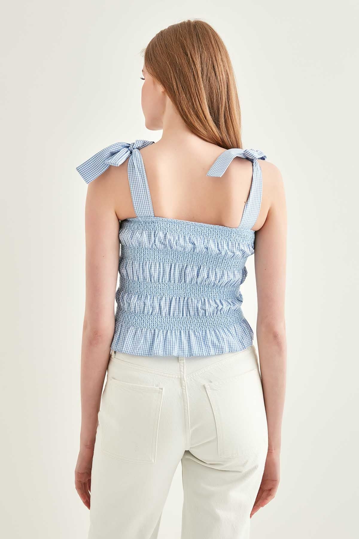 EMBROIDERED CORSET STRIPED BLOUSE