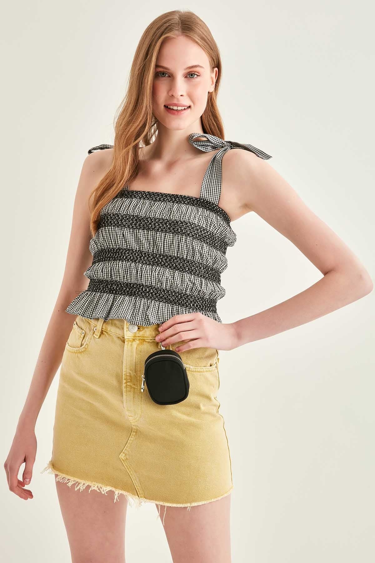 EMBROIDERED CORSET STRIPED BLOUSE