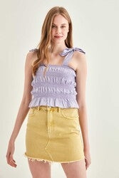 EMBROIDERED CORSET STRIPED BLOUSE