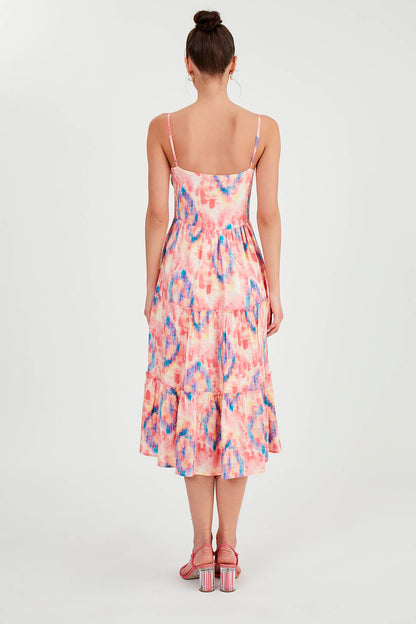 OPEN COLLAR STRING STRAP DRESS